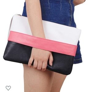 Patchwork design clutch handbag wristlet